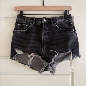 Zara Black Denim High Waisted Shorts Size 6